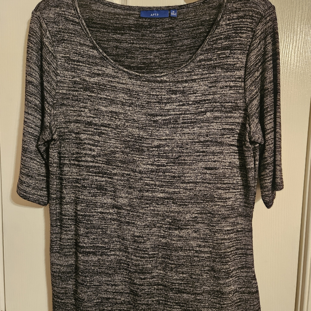 Apt. 9 Women's Charcoal and Black Short Sleeve Top